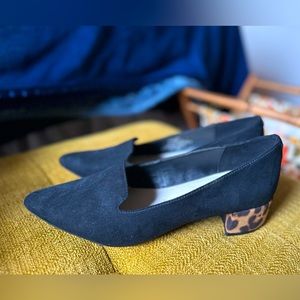 Anne Klein Leopard Heel Suede Loafer Shoe
